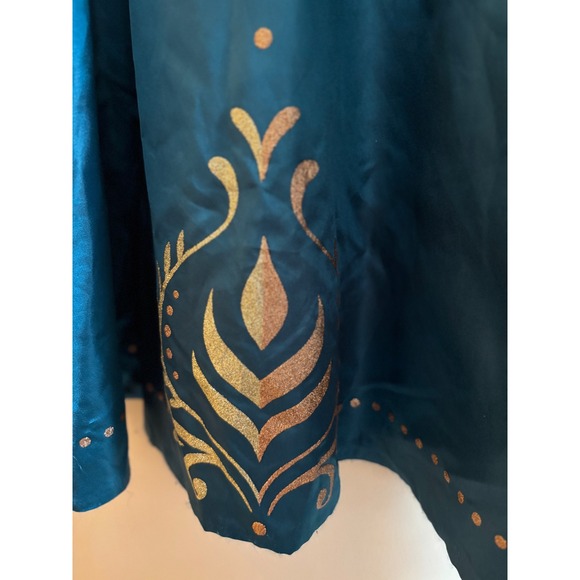 Disney Frozen Anna Costume Dress Girls Size 7/8 Teal Sparkle Cosplay - Picture 4 of 8